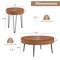 Costway Farmhouse Round CoffeeTable Set of 2 End Table Natural Finish for Living Room Coffee/Natural
